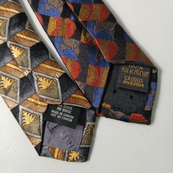 Vintage Christian Dior Monsieur/Bill Blass Patterned Silk Ties Set - Multicolor - Picture 4 of 5